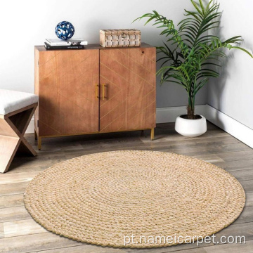 Indian Handmade Jute Tugs Carpet Round